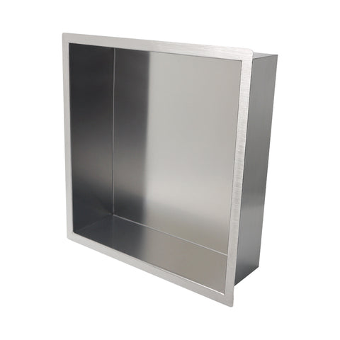 613008 61300802 Wholesale Bathroom Shower Room Square Silver Recessed Single Wall Niche Stainless Steel Niche