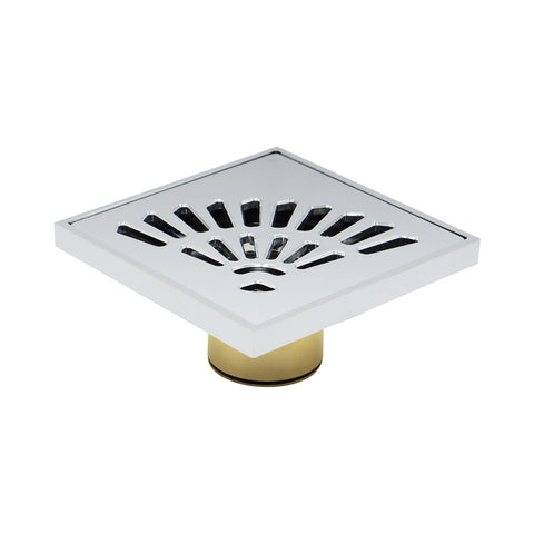 715031 71503101 Good Quality Balcony Anti Odor Sliver Strainers 4 Inch Square Brass Floor Drain for Bathroom