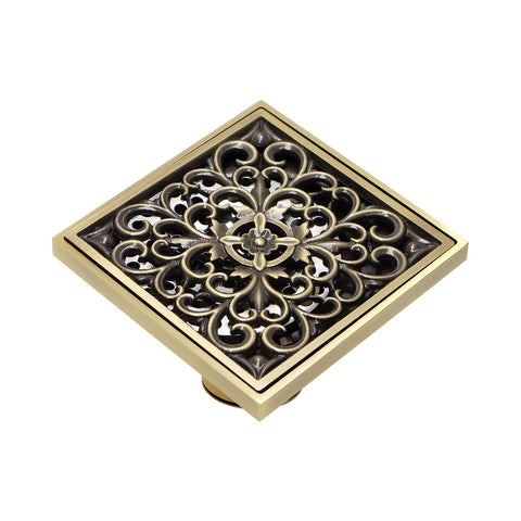 715036 71503602 Wholesale Anti odor Anti-insect Antique Pattern Carved Bronze Thickened  Copper Brass Floor Drain