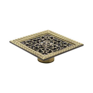 715042 71504201 4 Inch Removable Cover Waste Water Strainer Antique Square Brass Bathroom Shower Floor Drain