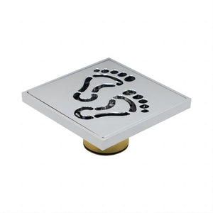 715029 71502901 Square Anti Odor Sliver Bathroom Shower Room Floor Drain with Foot Pattern Cover