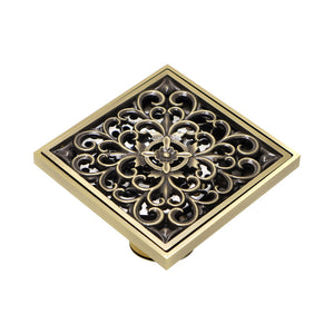 715036 71503602 Wholesale Anti odor Anti-insect Antique Pattern Carved Bronze Thickened  Copper Brass Floor Drain