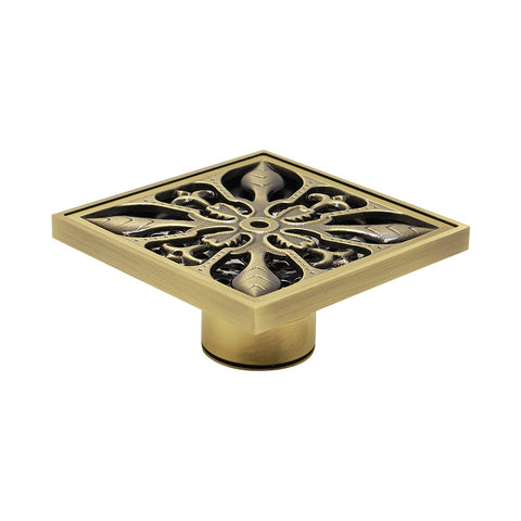 715038 71503801 Antique Brass 4" 4inch Square Floor Drain Cover Decorative Floor Waste Drainer